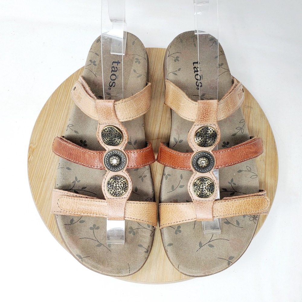 Taos Prize 3 Sandals Womens 7 Brown Leather Adjustable Straps Comfort Shoes